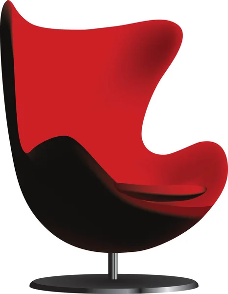 红色现代人体工程学扶手椅 有旋转底座 — 图库矢量图片