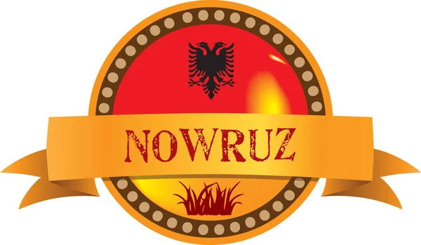Etichetta Emblema Rotondo Evento Giorni Festivi Navruz Albania — Vettoriale Stock
