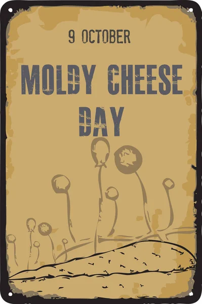 Oude Vintage Bord Naar Datum Moldy Cheese Day Vector Illustratie — Stockvector