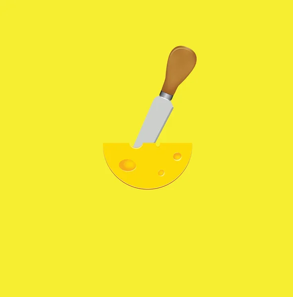 Cuchillo Queso Utilitario Póster Rebanada Queso — Vector de stock