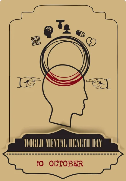 Mental Illness Symbols World Mental Health Day Poster — Stock Vector