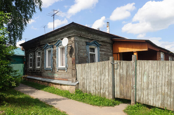 Old wooden house in ancient Russian town of Yuriev-Polsky, Vladimir region
