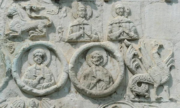 Pre Mongolské Kamenické Práce Stěnách Katedrála Svatého Jiří Yuryev Polsky — Stock fotografie