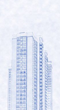 Modern çok katlı konut binası, plan stil inşaatı