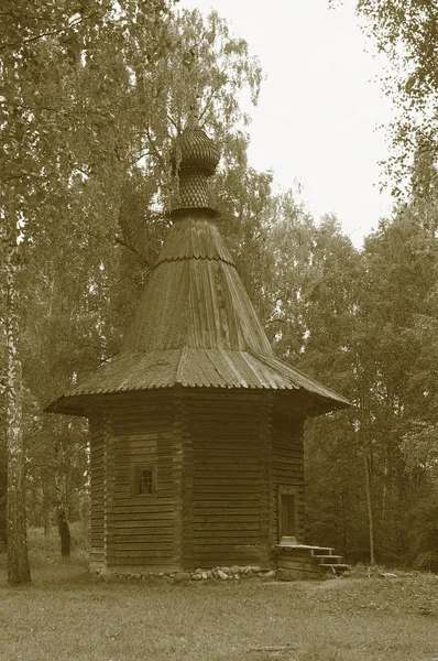 Αρχαία Ξύλινο Παρεκκλήσι Στη Νέα Ιερουσαλήμ Ρωσία Μονόχρωμη Στυλ — Φωτογραφία Αρχείου