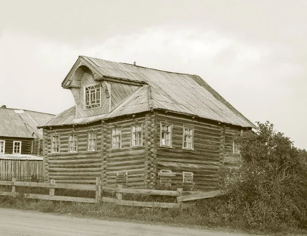 Big Old Wooden House Northern Russian Village Pavlovsky Bor Arkhangelsk — Stock Photo, Image