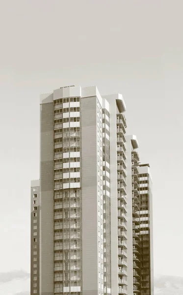 Nya Moderna Många Våningar Bostadshus Svartvit Stil — Stockfoto