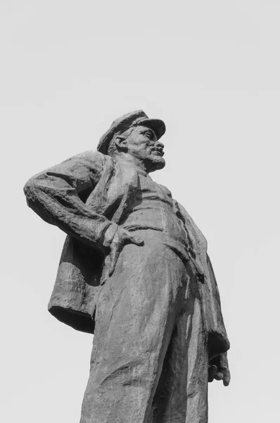 Monument Soviet Leader Lenin Loknya Pskov Region Russia Black White — Stock Photo, Image