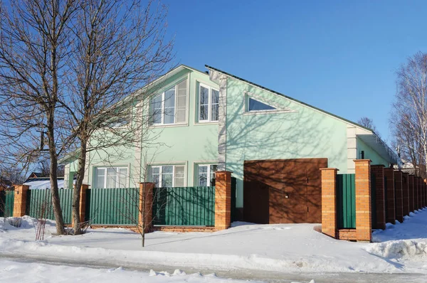 Casa Tijolo Pequena Cidade Russa Tempo Inverno Vladimir Região Rússia — Fotografia de Stock