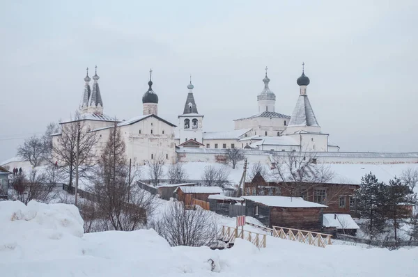 Widok Klasztor Prawosławny Ferapontovo Region Vologda Federacja Rosyjska Czas Zimowy — Zdjęcie stockowe