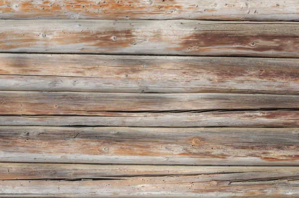 Oude Verweerde Houten Muur Van Natuurlijke Logs Achtergrondstructuur Gekraakt — Stockfoto