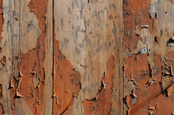 Grunge Wooden Background Peeling Red Paint Old Wooden Boards — Stock Photo, Image