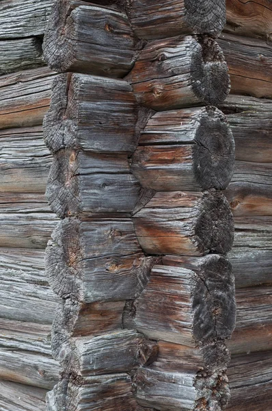 Eckfuge Aus Baumstämmen Der Alten Holzhütte Russischen Dorf — Stockfoto