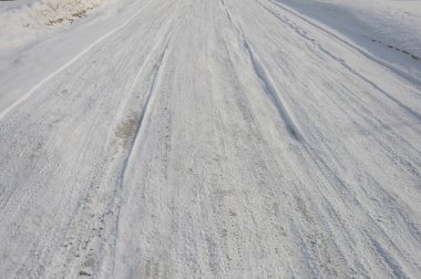 karlı yol arka plan