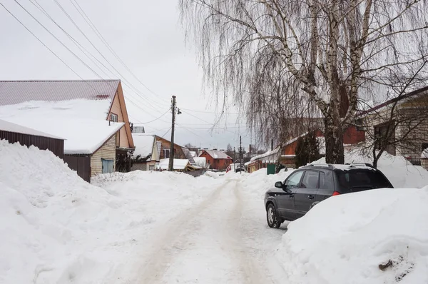 Country road with big snowdrifts — Stock Photo, Image