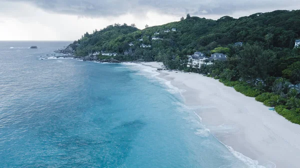Seychelles Playa Océano Índico Drone Foto Alta Calidad —  Fotos de Stock