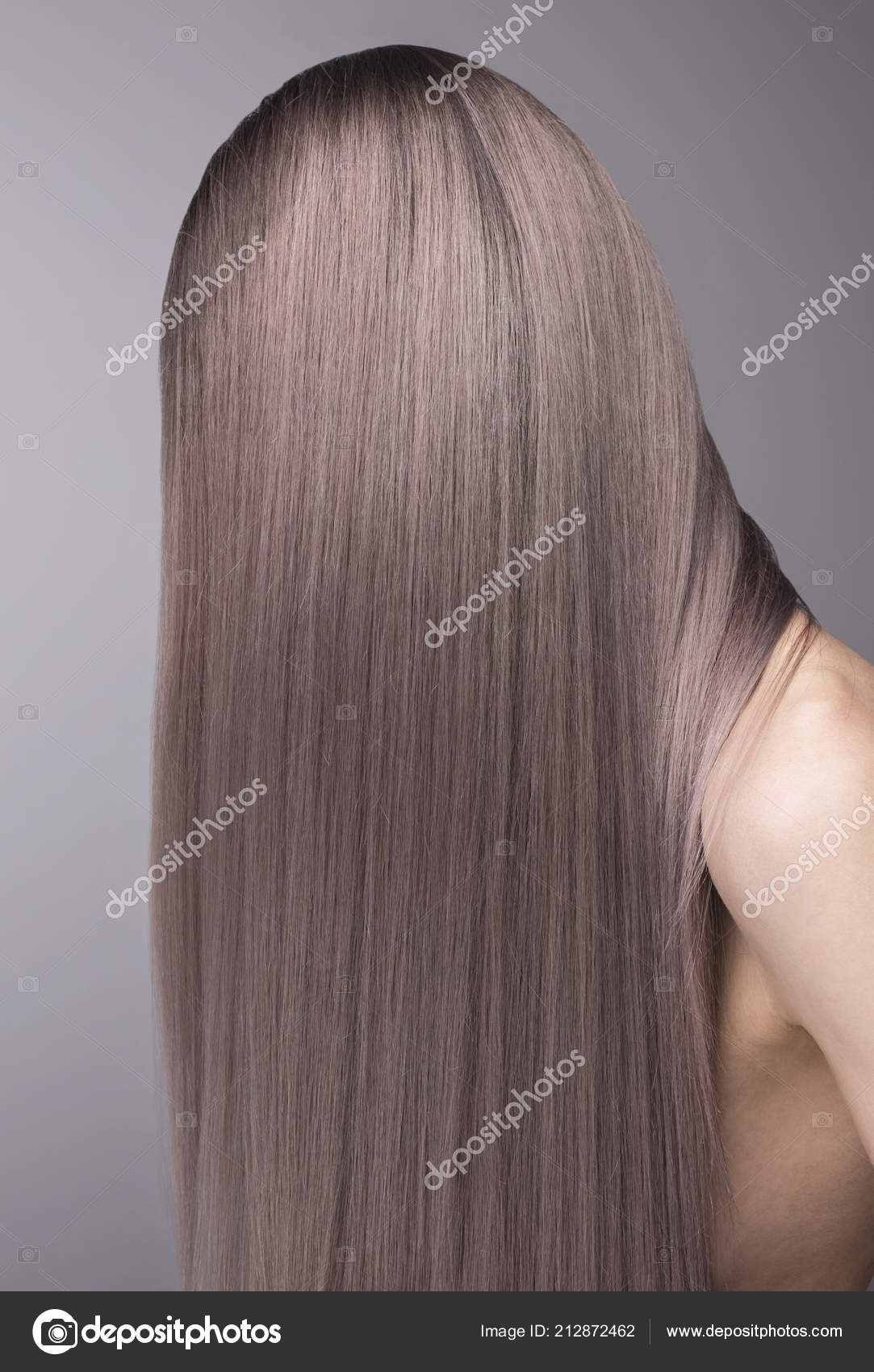 Close Anonymous Shot Perfect Deep Purple Hair Color Stock Photo