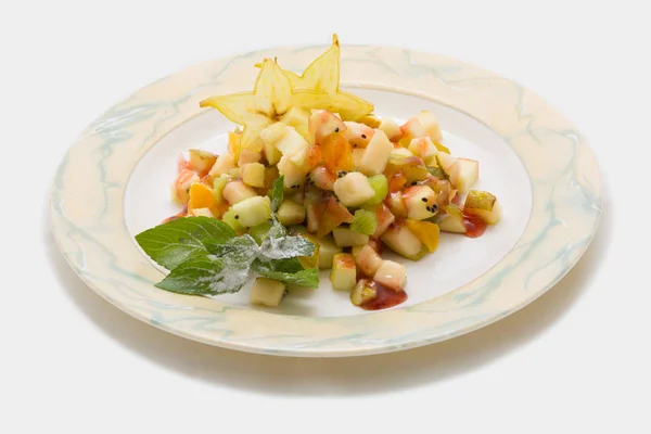 Segundo Pratos Saladas Bebidas Antes Servir Aos Visitantes Comida Prato — Fotografia de Stock