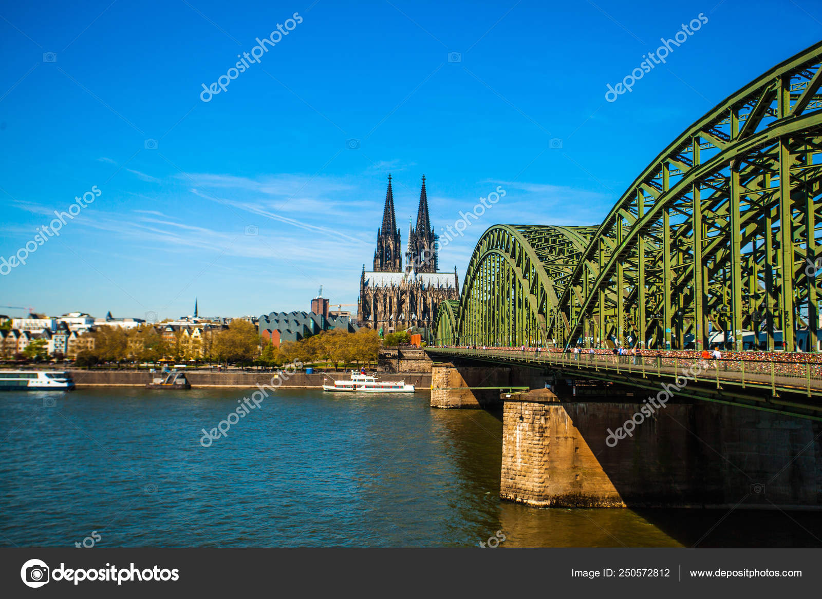Cologne Cathedral, Catholic Church and Hohenzollern Bridge. Photo for