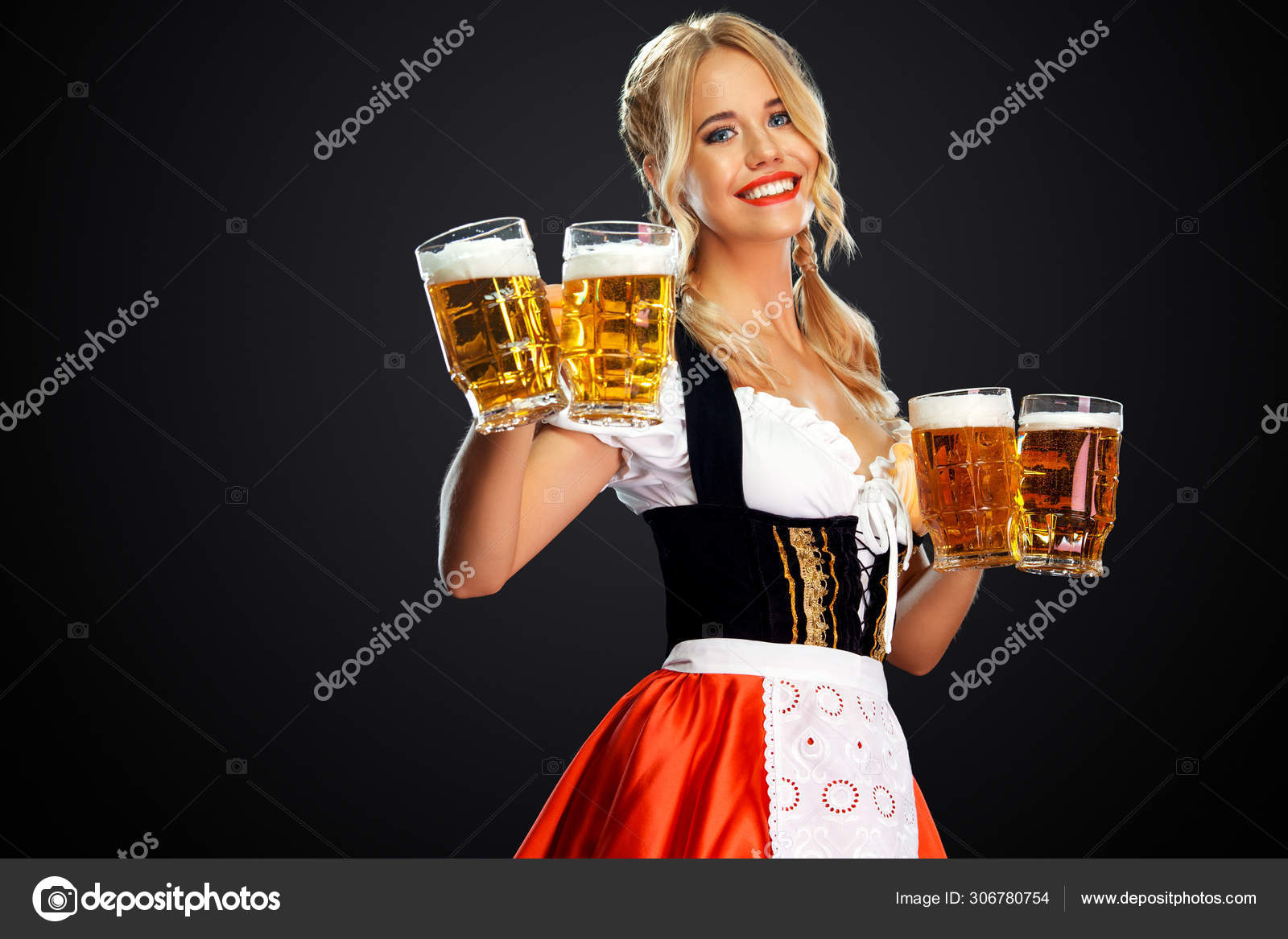 oktoberfest girl carrying beer