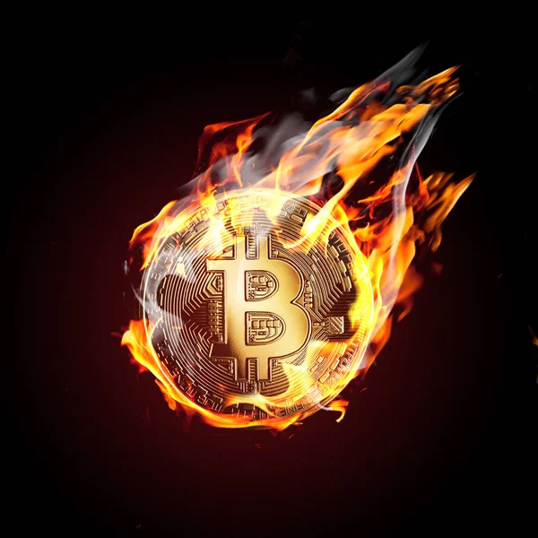 Bitcoin en llamas —  Fotos de Stock
