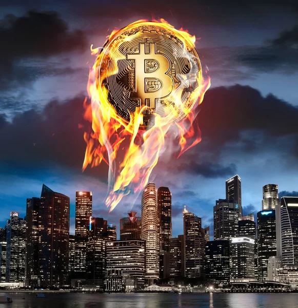 Bitcoin en feu — Photo