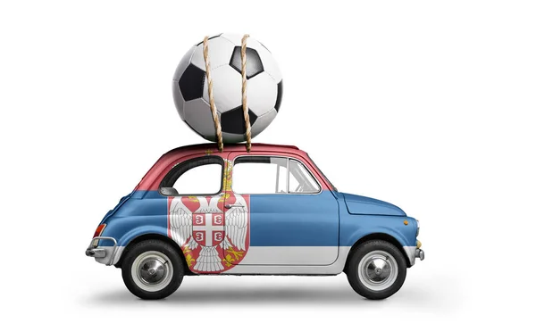 Servië voetbal auto — Stockfoto