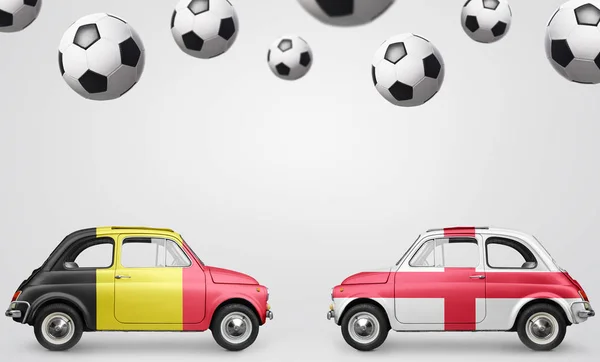 België en Engeland voetbal auto 's — Stockfoto