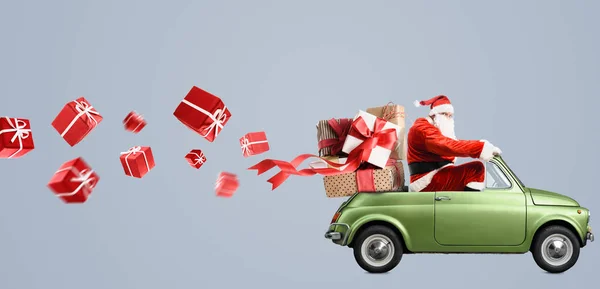 Babbo Natale in auto — Foto Stock