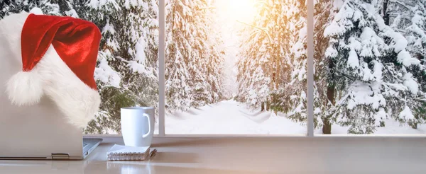 Local de trabalho de Natal com vista panorâmica — Fotografia de Stock