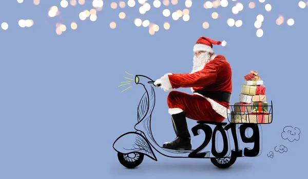 Père Noël en scooter — Photo