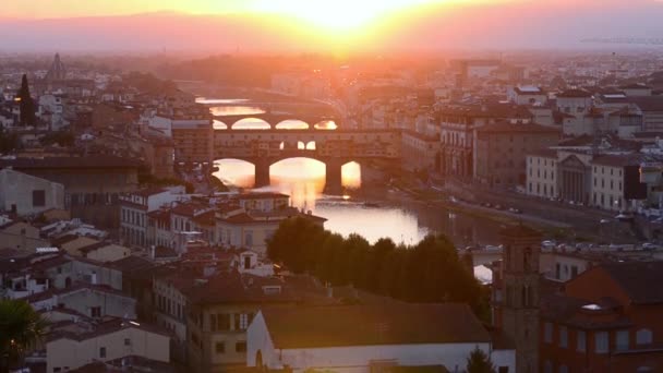 Φλωρεντία στον ορίζοντα καλοκαίρι θέα στο ηλιοβασίλεμα — Αρχείο Βίντεο