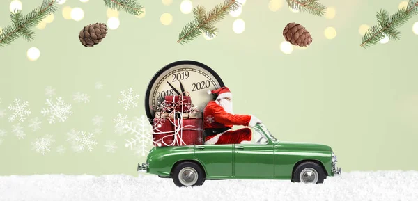 Santa Claus Countdown on car — стоковое фото