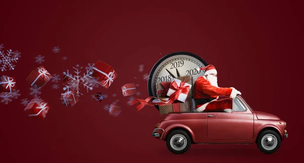 Papai Noel contagem regressiva no carro — Fotografia de Stock