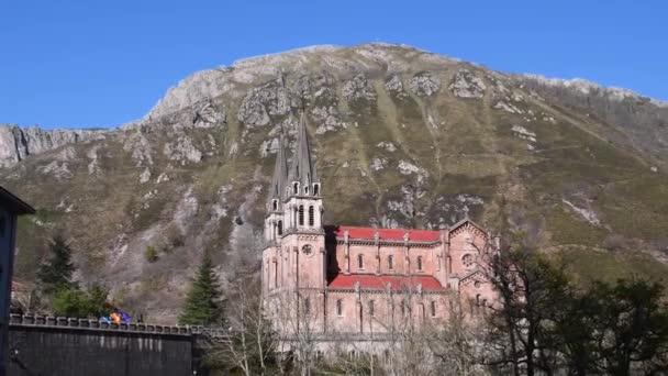 Covadonga Basilica view — Stock Video