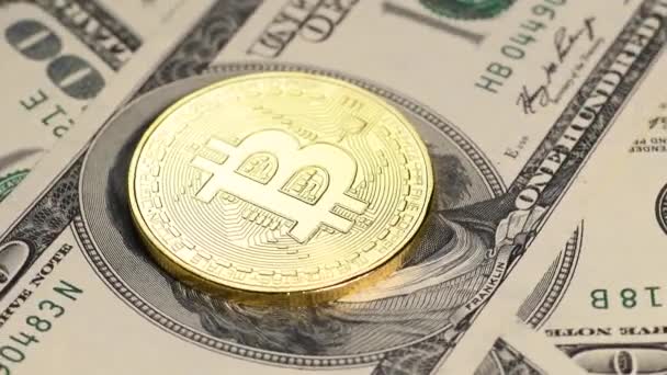 Bitcoin de oro contra nosotros dólares — Vídeos de Stock