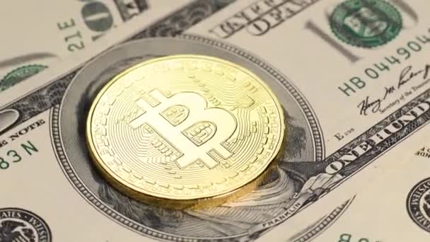 Golden bitcoin against us dollars — Stock Video