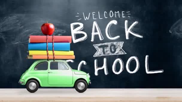 Volver a la animación del coche escolar — Vídeos de Stock