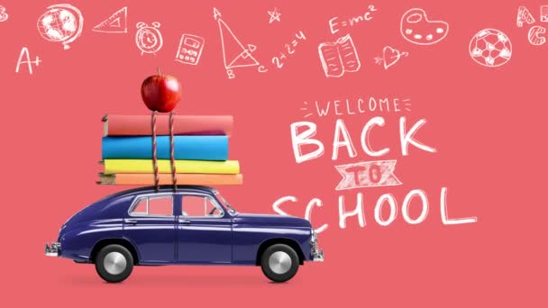 Tillbaka till School Car animation — Stockvideo