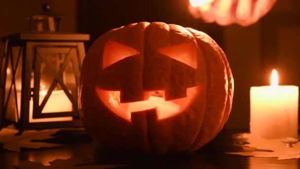 Halloween pumpkin or Jack oLantern — Stock Video