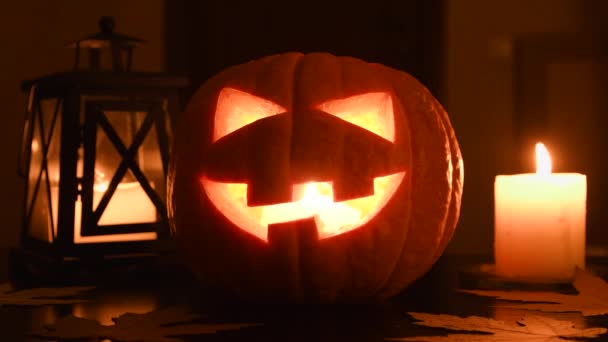 Abóbora de Halloween ou Jack OLantern — Vídeo de Stock