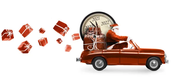 Weihnachtsmann-Countdown auf Auto — Stockfoto