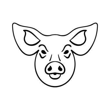 Domuz, baş, göl kenarında beyaz bir arka plan üzerinde. Vektör çizim