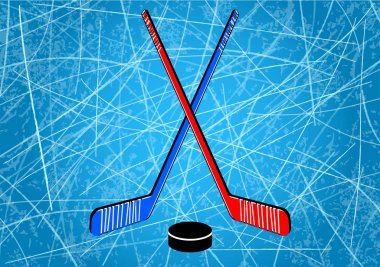 İki çapraz hokey sopaları ve Pak. Vektör çizim