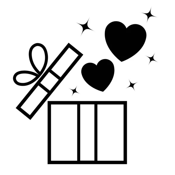 Opened gift box with flying hearts — Stock Vector