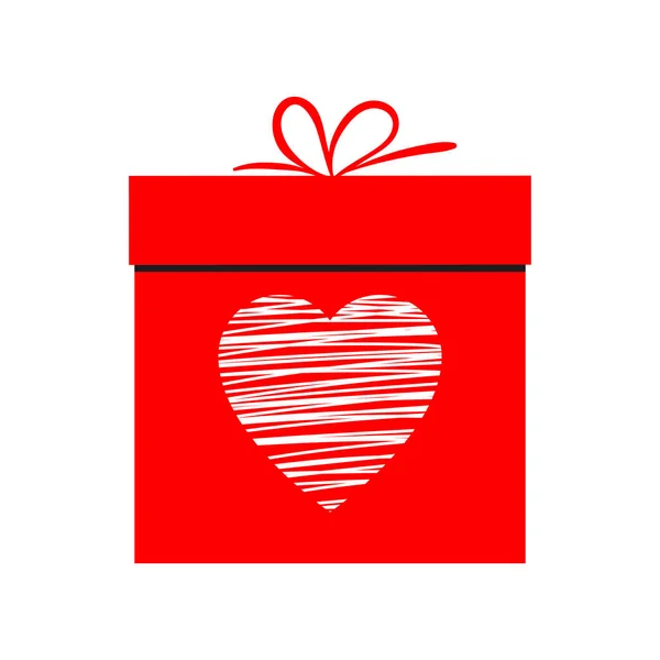 Caixa de presente e símbolo de coração para o dia dos namorados — Vetor de Stock