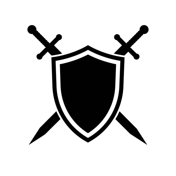 Shield and swords. Vector icon — Stock Vector