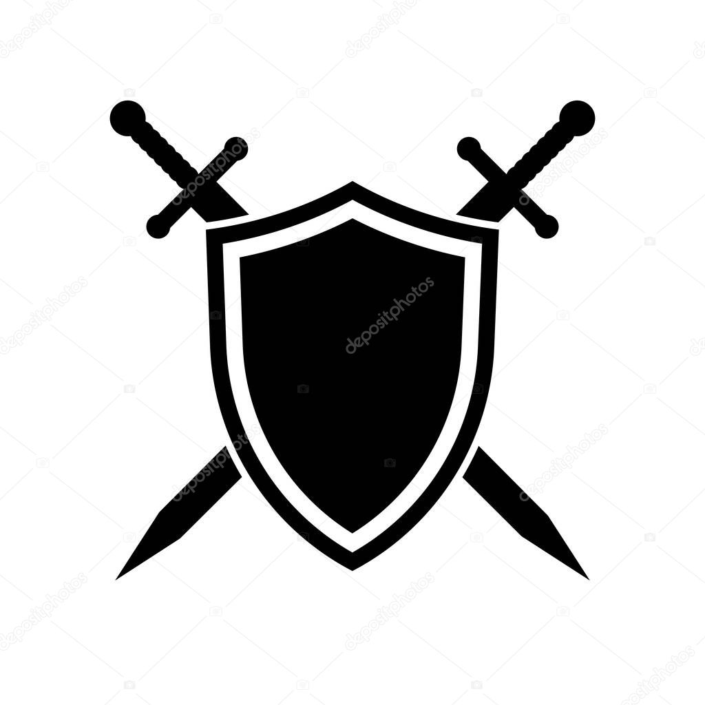 Shield and swords. Vector icon