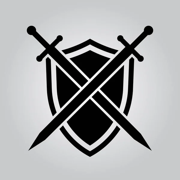 Schild und Schwerter. Vektorsymbol — Stockvektor