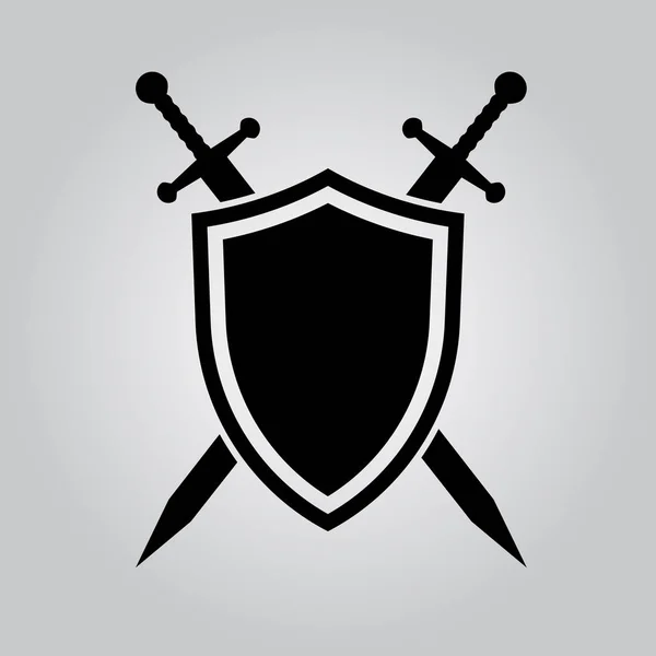Escudo y espadas. Icono del vector — Vector de stock